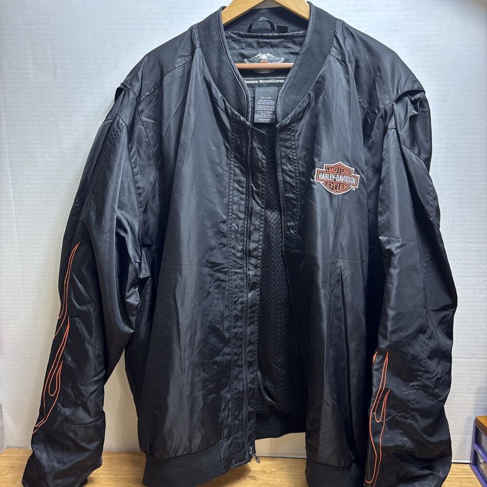 Harley Davidson Nylon Riding Jacket Men’s 5XL Embroidered Flames